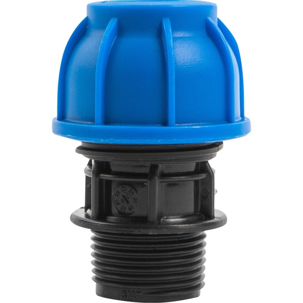 Муфта ПНД 25 мм компрессионная с наружной резьбой 0.75 Ростурпласт